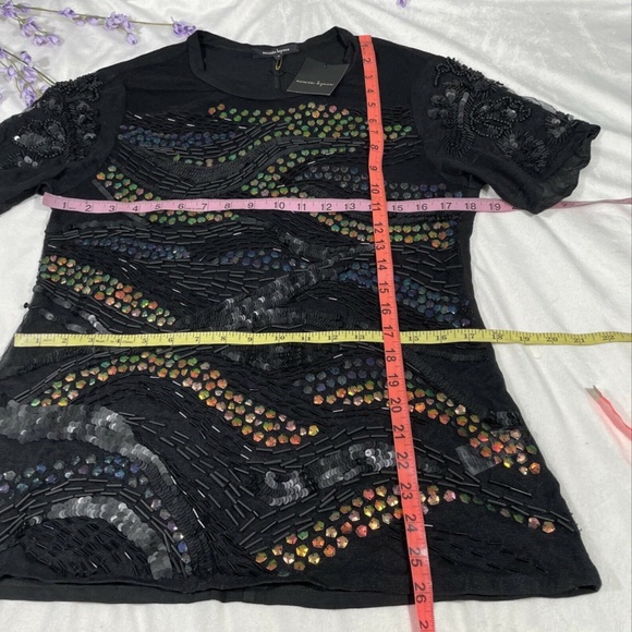 NWT Nanette‎ Lepore [SZ Medium ] Constellation Embellished Top in Black - Picture 4 of 12